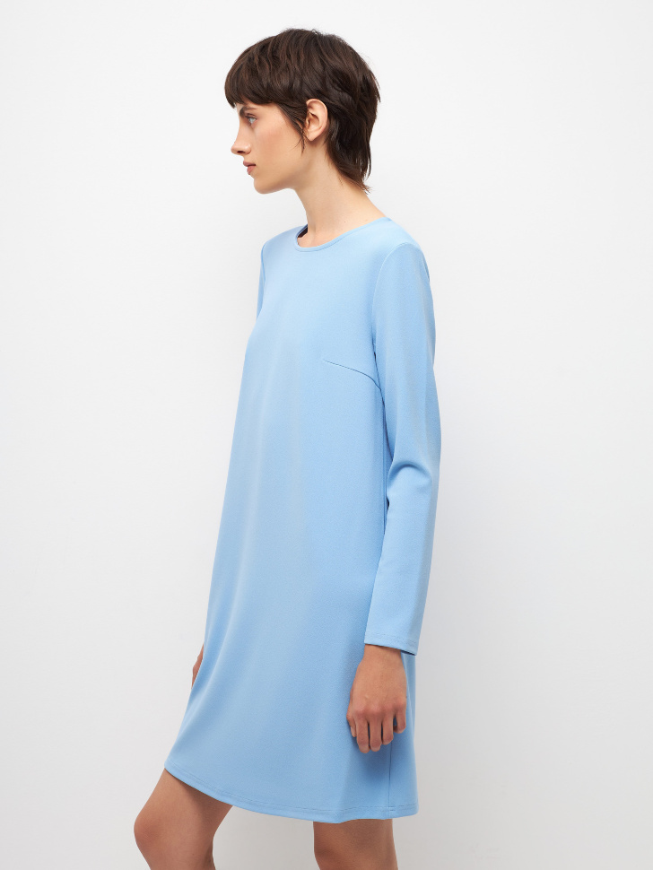 Трикотажное платье А-силуэта (синий, XS) sela 4680129732622 - фото 3