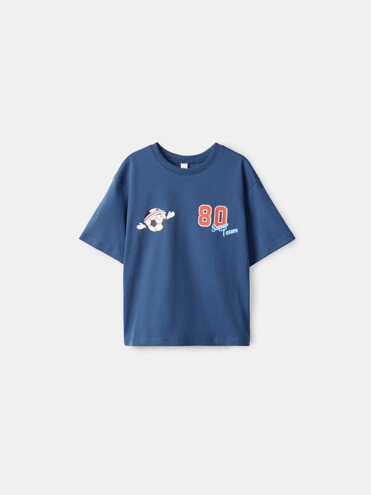 Футболка оверсайз Sela с принтом для мальчиков, синий, арт. 54741