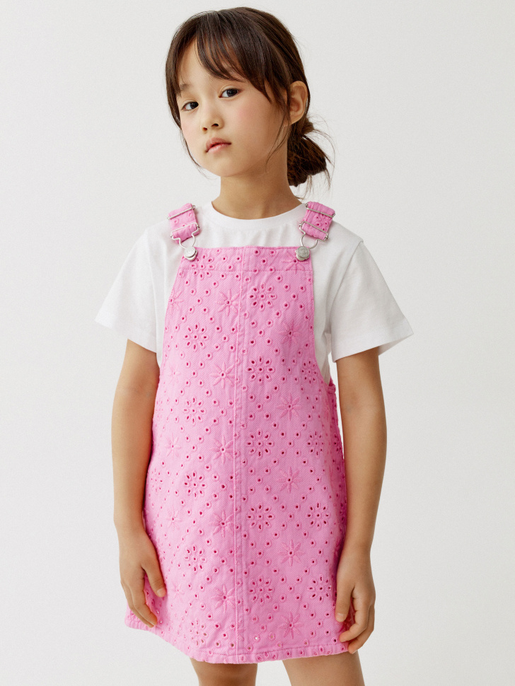 Джинсовый сарафан с вышивкой Sela, розовый, арт. 52029