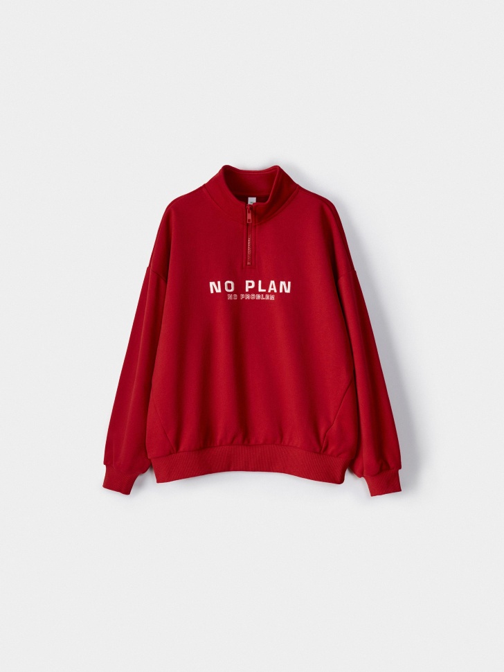 Свитшот Sela с воротником на молнии, красный, арт. 54338