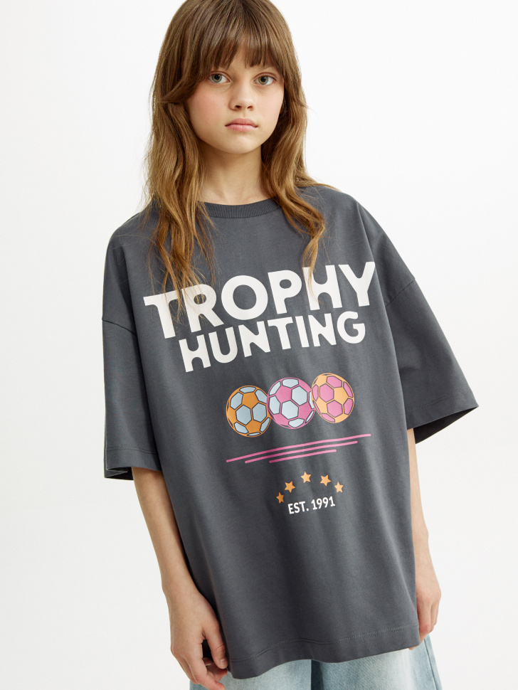 Футболка оверсайз с принтом для девочек 1299₽