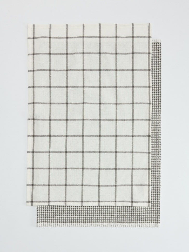 Набор из 2 кухонных полотенец, белый, серый, арт. 17040