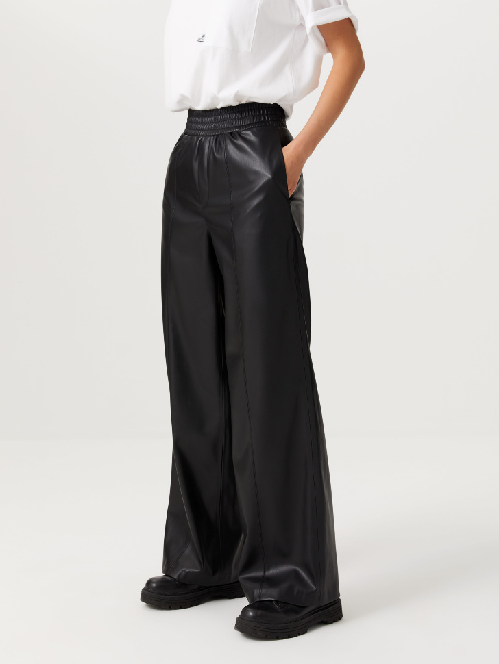 Широкие брюки из экокожи (черный, XL) sela 4640078789887 - фото 3