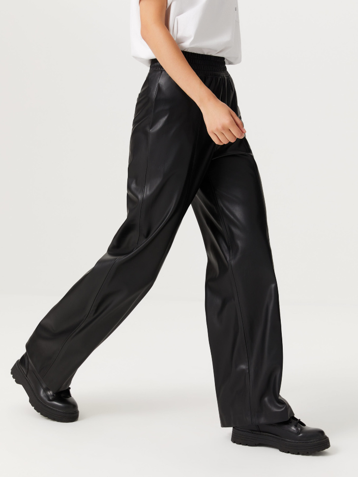 Широкие брюки из экокожи (черный, XL) sela 4640078789887 - фото 6
