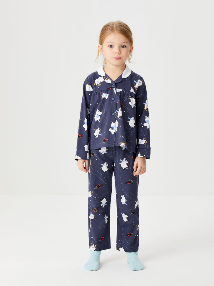 Трикотажная пижама с принтом Moomin Муми Тролль для девочек (синий, 104-110 (4-5 YEARS))