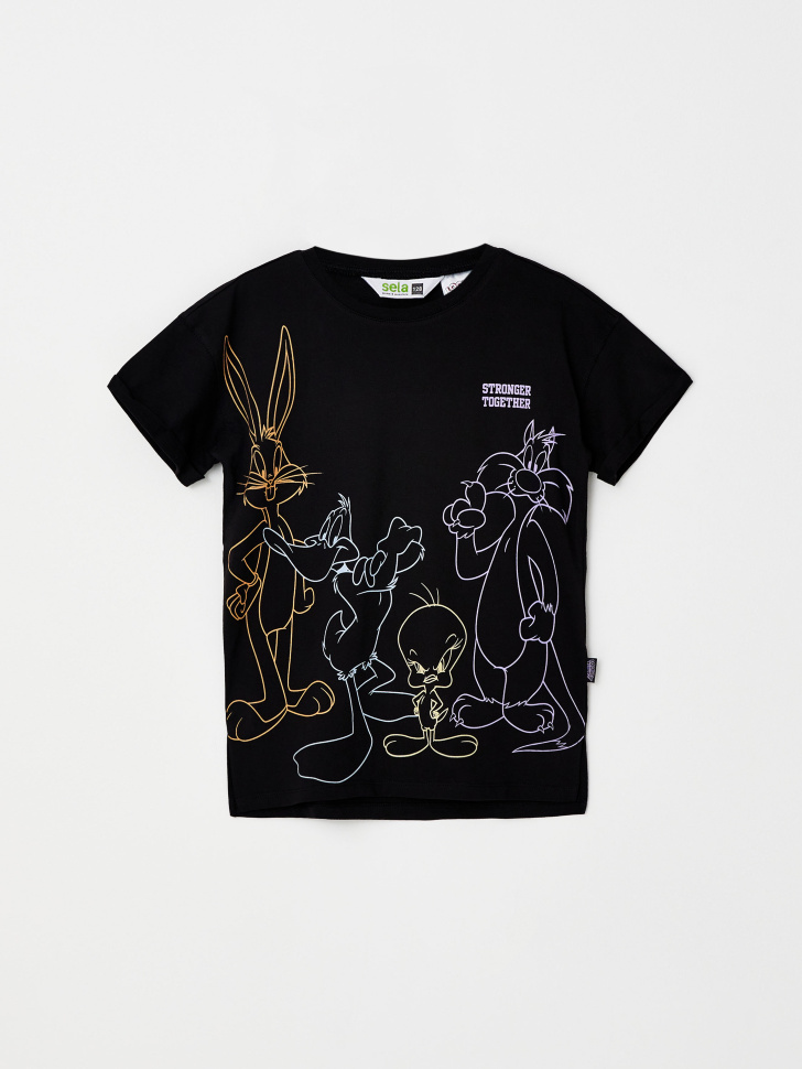 

Футболка с принтом Looney Tunes для девочек, Черный