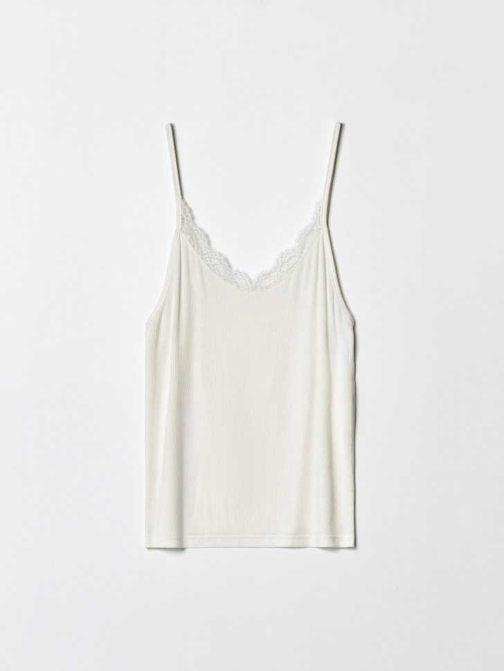 Домашний топ Sela с кружевом, бежевый, арт. 35091