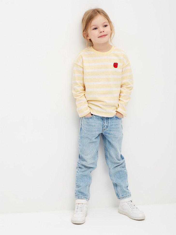 

Джинсы Mom fit для девочек, Синий