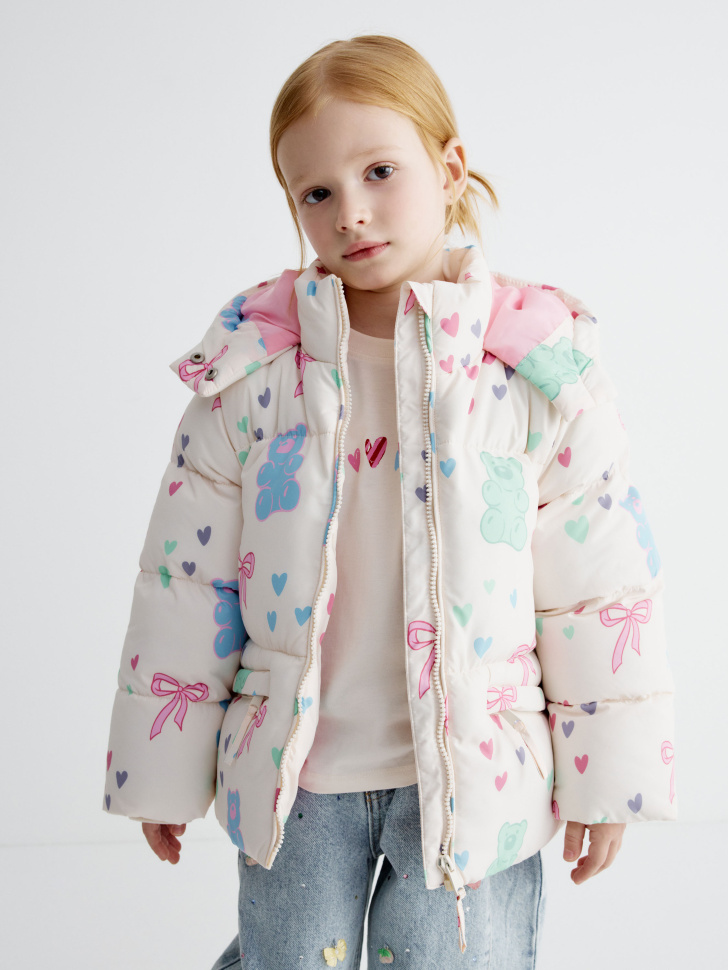 Куртка SELA демисезонная с принтом для девочек, арт. 37597
