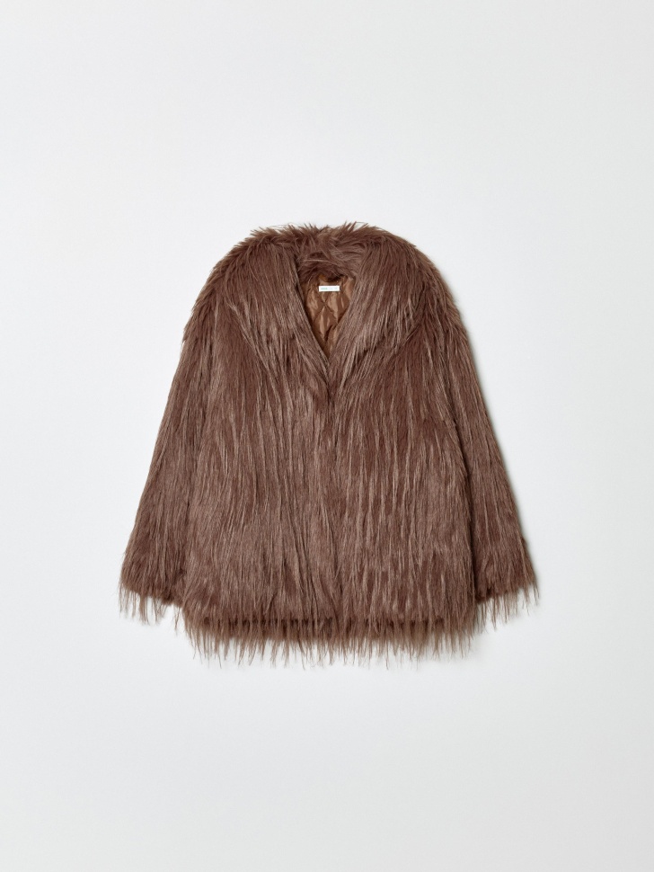 Шуба SELA из искусственного меха для девочек, коричневый, арт. 35769