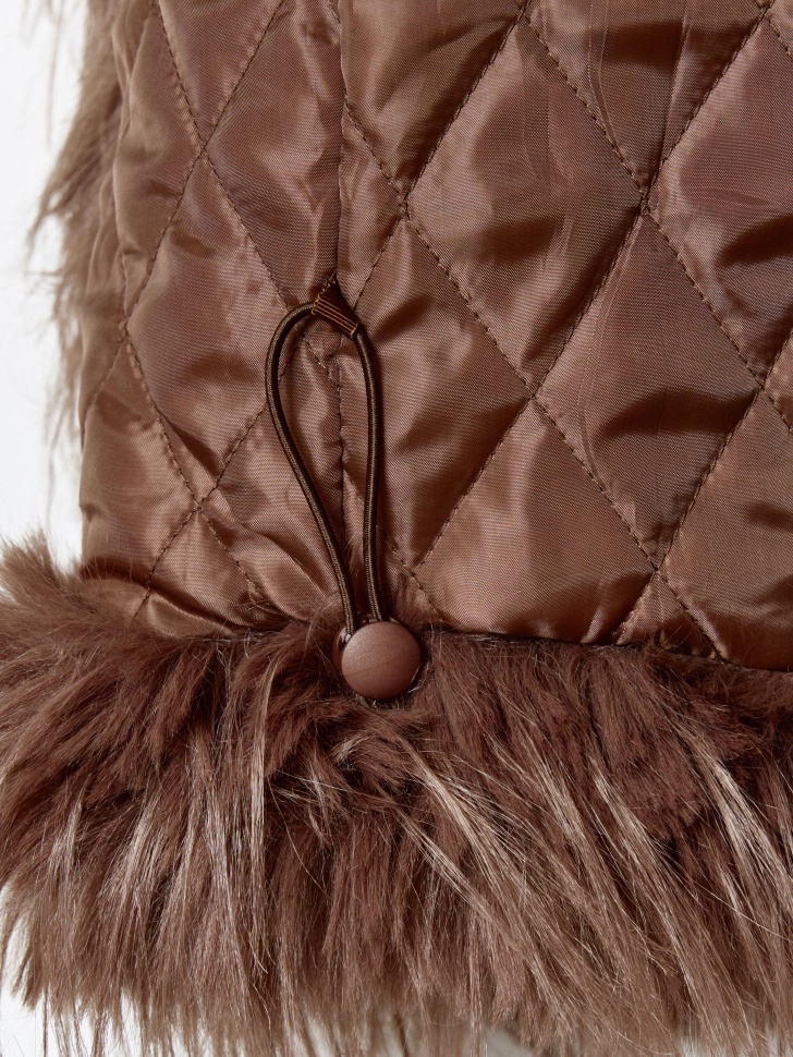 утепленная шуба из искусственного меха для девочек из россии вид сбоку