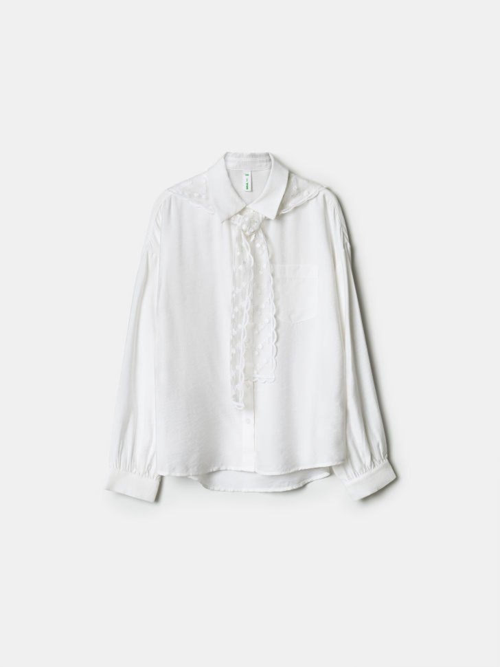 Белая рубашка SELA для девочек с кружевным шарфом, арт. 38491