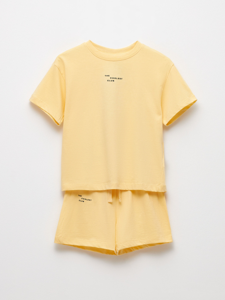 Комплект из футболки и шорт для мальчиков (желтый, 116)