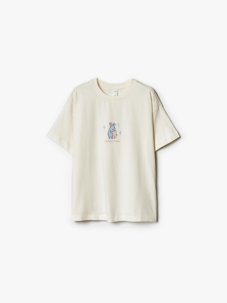 Футболка SELA оверсайз с принтом для девочек, арт. 38706