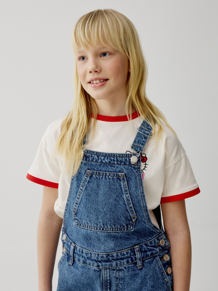 джинсовый комбинезон для девочек от бренда sela вид слева