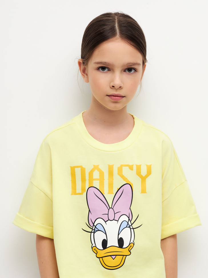 

Укороченная футболка с принтом Disney Daisy Duck для девочек, Зеленый