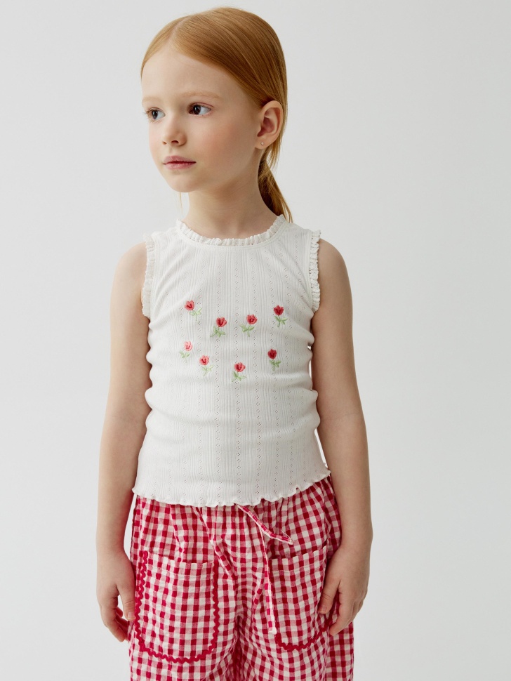 Топ Sela из ажурного трикотажа, белый, арт. 54881