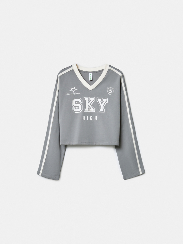 укороченный лонгслив в спортивном стиле для девочек по цене 1499 руб вид справа