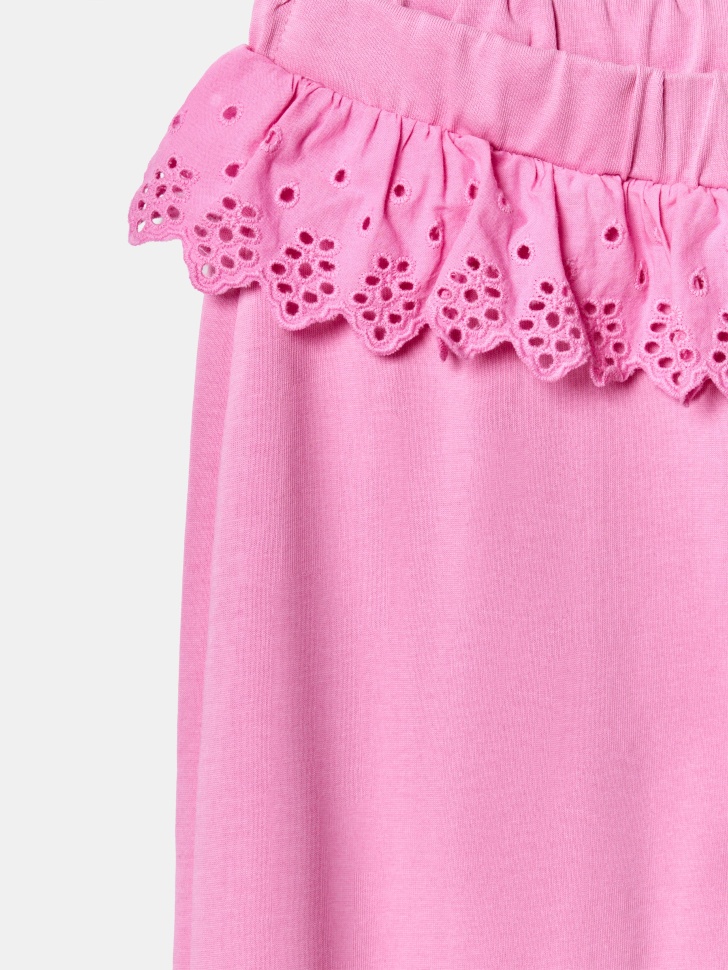 трикотажные брюки с кружевной оборкой для девочек из россии вид сбоку