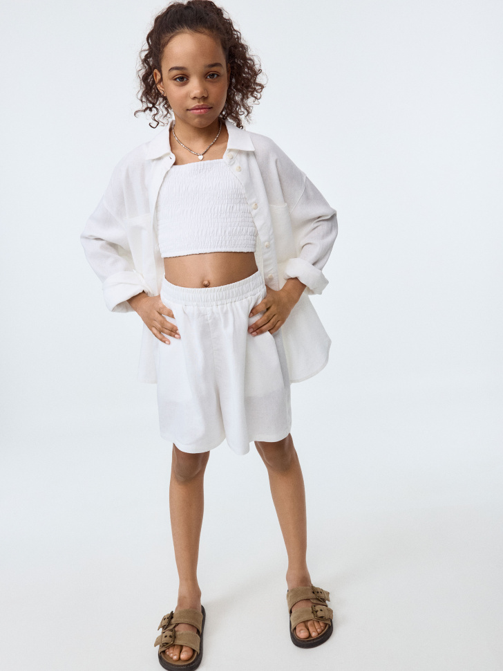 

Шорты из смесового льна для девочек