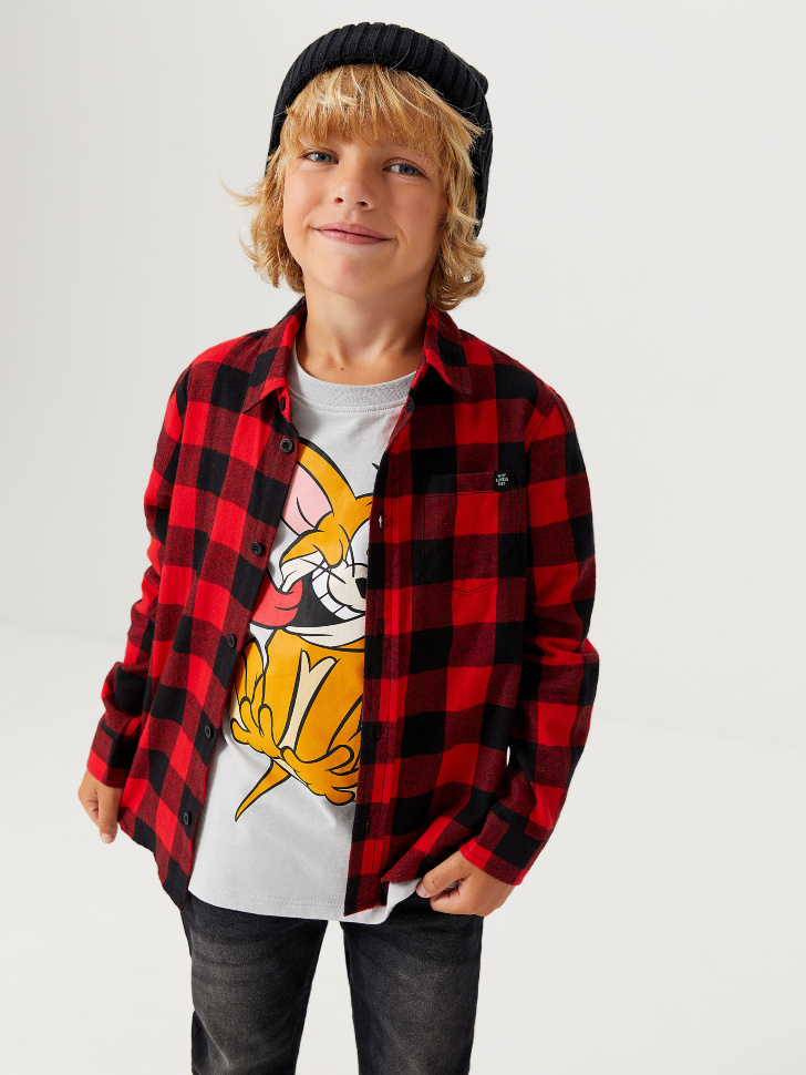 

Рубашка в клетку для мальчиков, Красный