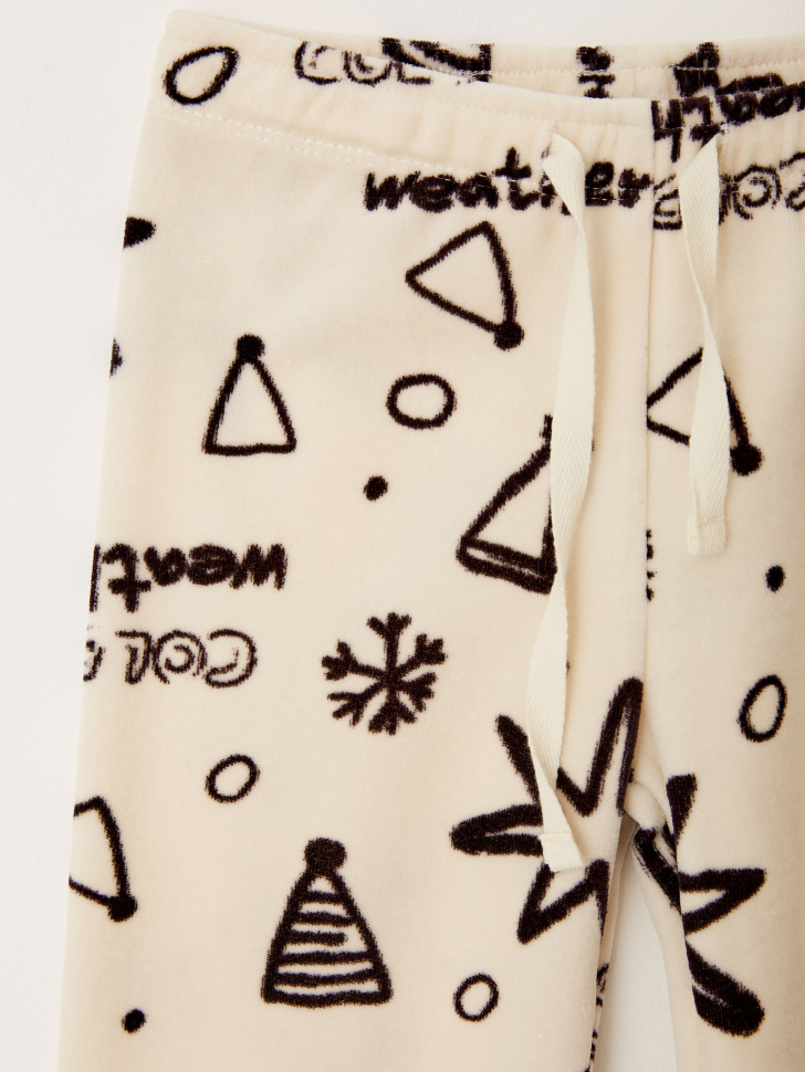 Велюровая пижама с принтом для девочек (белый, 92-98 (2-3 YEARS)) sela 4680129125462 - фото 4