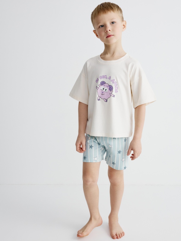 

Пижама с принтом для мальчиков SELA x Смешарики, 6801150302