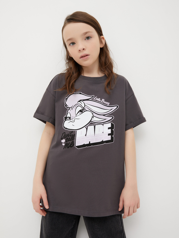 

Футболка с принтом Looney Tunes для девочек, Серый