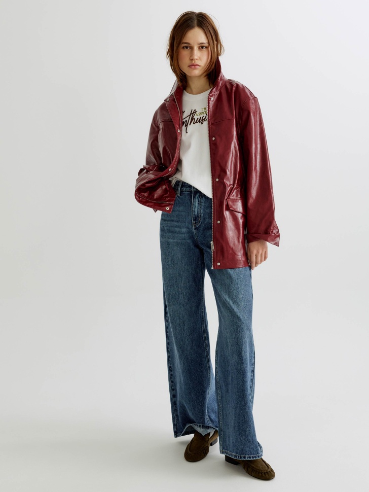 куртка из искусственной кожи из кожи спереди