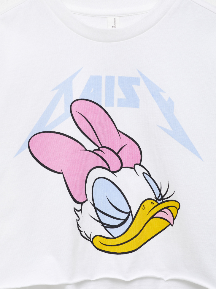 Укороченная футболка с принтом Daisy Duck для девочек (белый, 140) от Sela