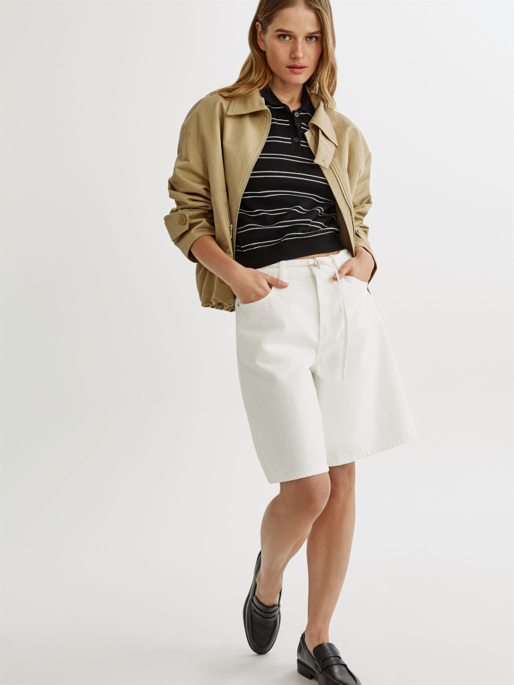 вязаный джемпер с воротником поло от бренда sela вид слева