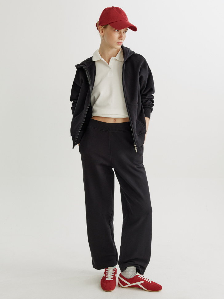 Брюки Sela из хлопкового футера, черный, арт. 43017