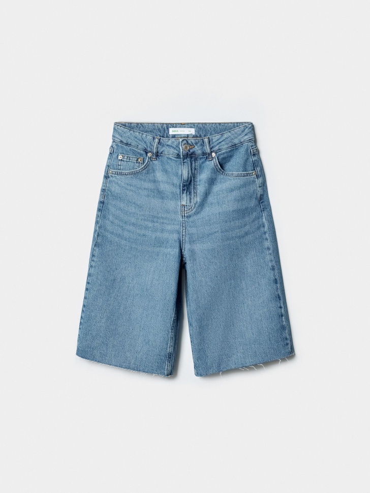 джинсовые шорты бермуды с высокой посадкой для взрослого возраста с изнаночной стороны