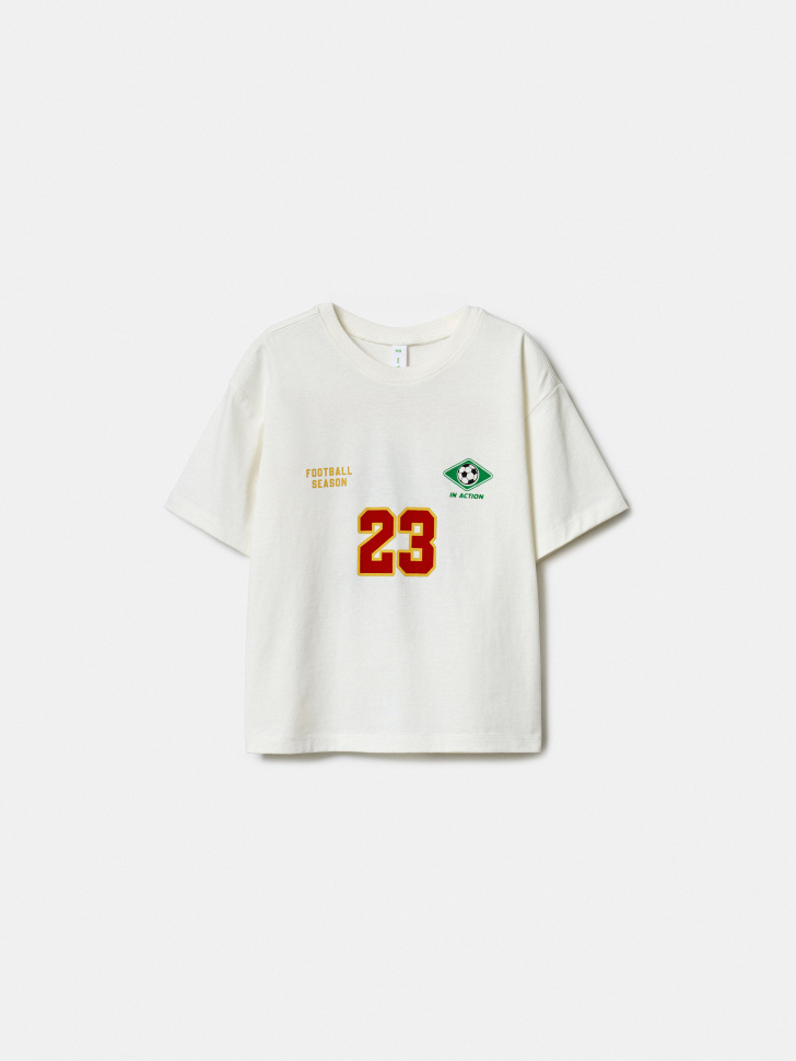 футболка оверсайз с принтом для мальчиков по цене 899 руб вид справа