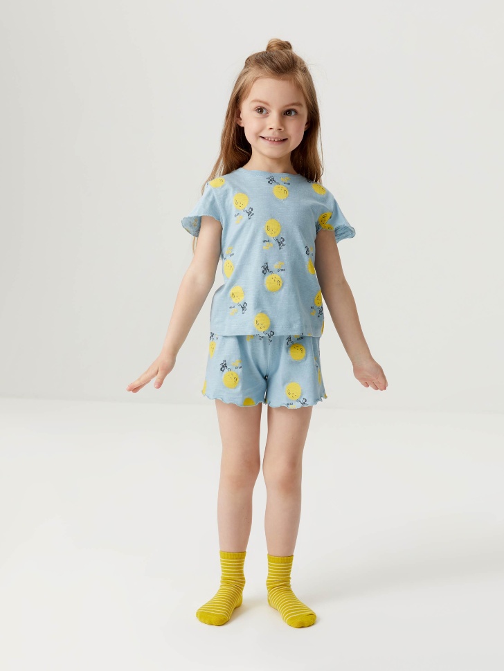 Трикотажная пижама для девочек (голубой, 116-122 (6-7 YEARS))