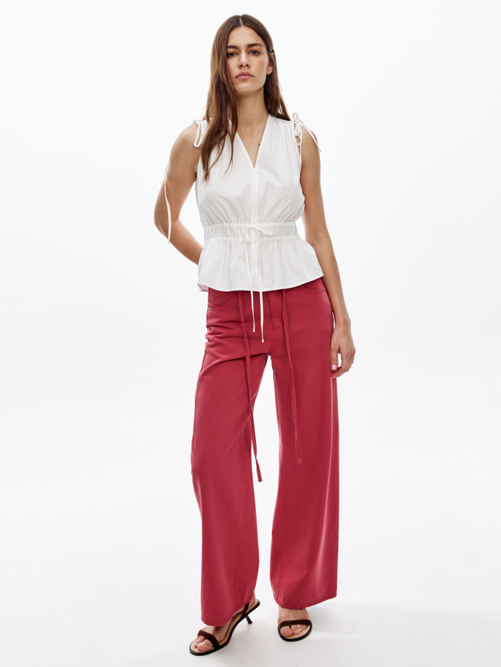 прямые джинсы из смесового лиоцелла с кулиской от бренда sela вид слева