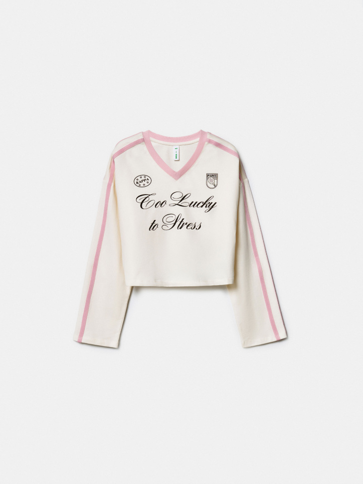 укороченный лонгслив в спортивном стиле для девочек по цене 1499 руб вид справа