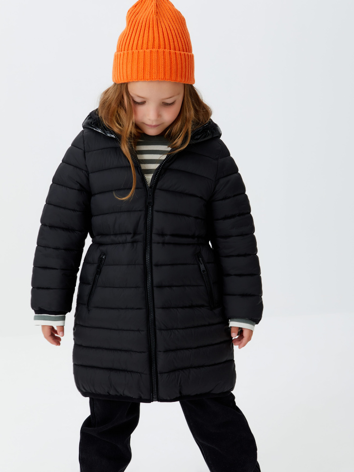 Стеганое пальто для девочек (черный, 110/ 5-6 YEARS) от Sela