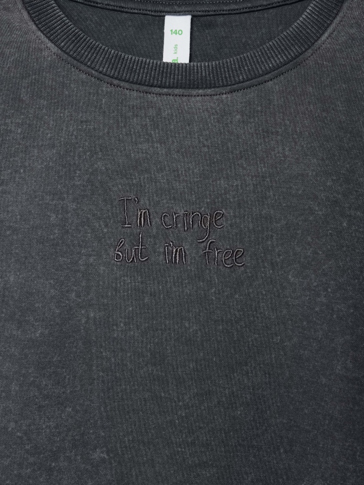 укороченный свитшот с вышивкой для девочек 4680798487786 в интернет магазине