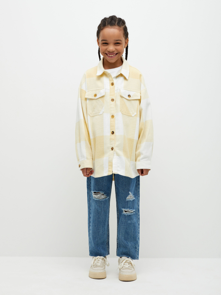 Фланелевая рубашка в клетку для девочек (желтый, 146/ 11-12 YEARS) от Sela