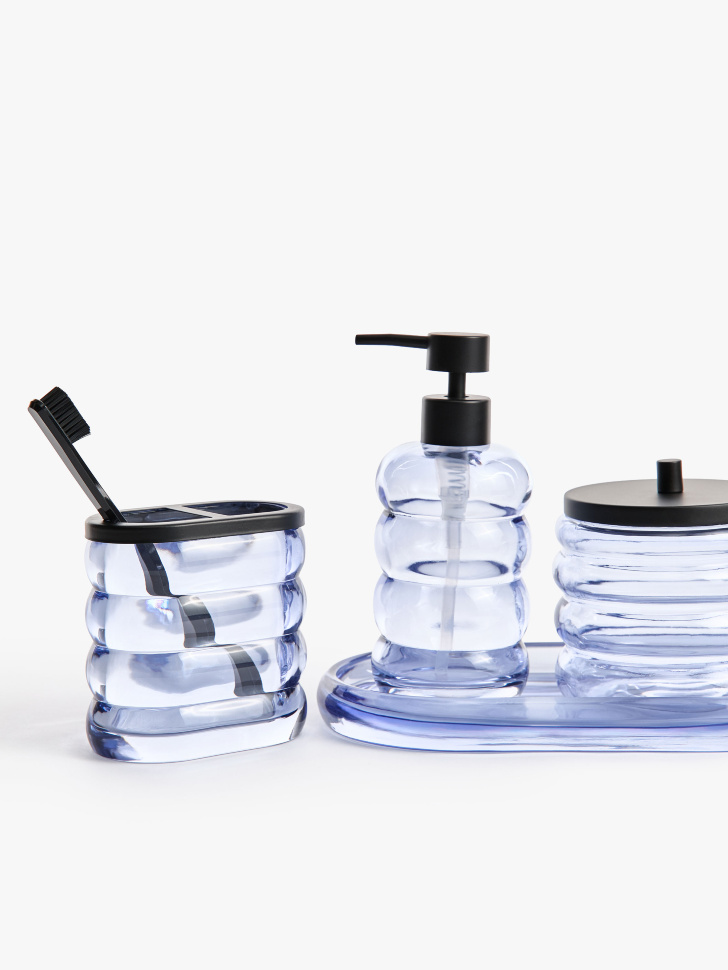 стакан для зубных щеток из стекла от бренда sela вид слева