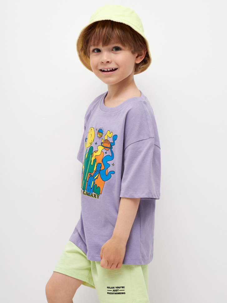 Комплект из футболки и шорт для мальчиков (фиолетовый, 110)
