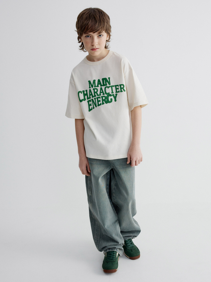 футболка оверсайз с принтом для мальчиков от бренда sela вид слева