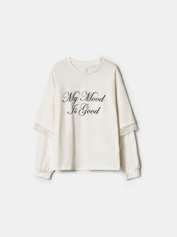 Лонгслив SELA оверсайз для девочек, бежевый, арт. 41364