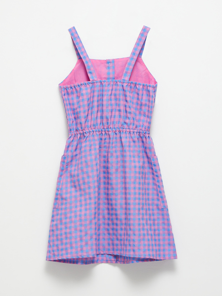 Хлопковое платье в клетку для девочек (розовый, 122) от Sela