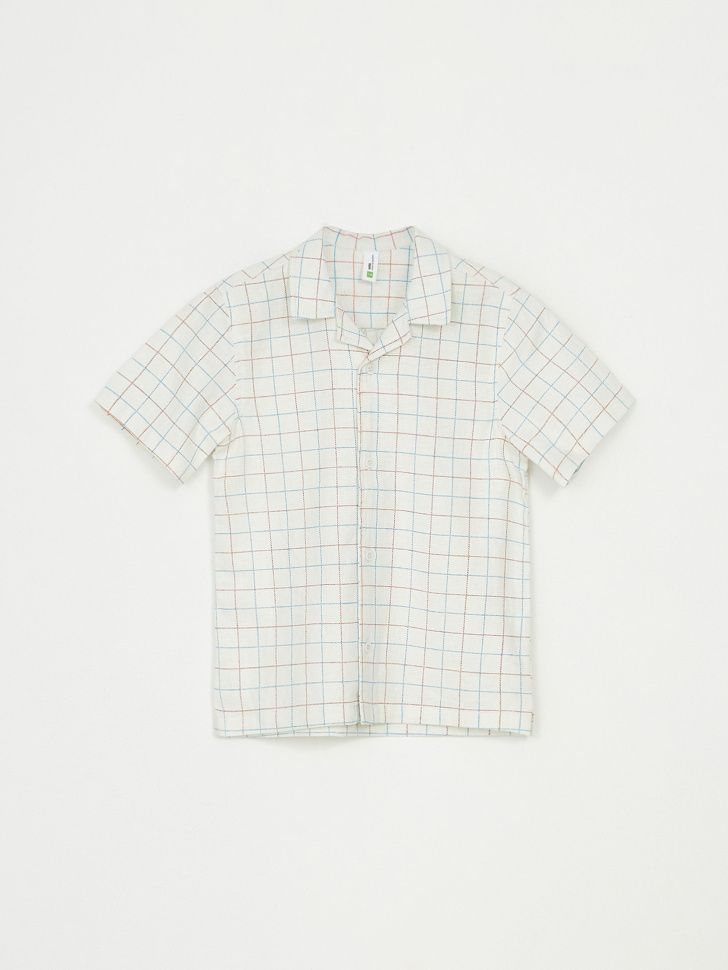 Рубашка из смесового льна для мальчиков (принт, 116)