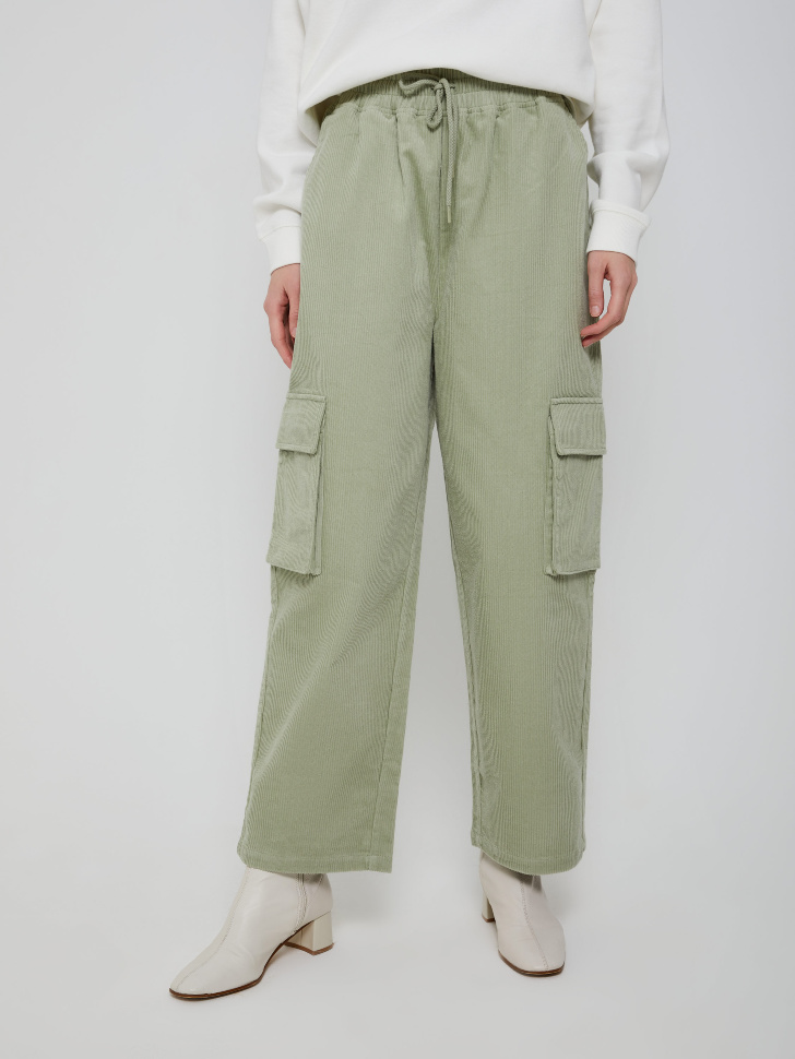 Широкие вельветовые брюки (зеленый, S) sela 4603375410410 - фото 3