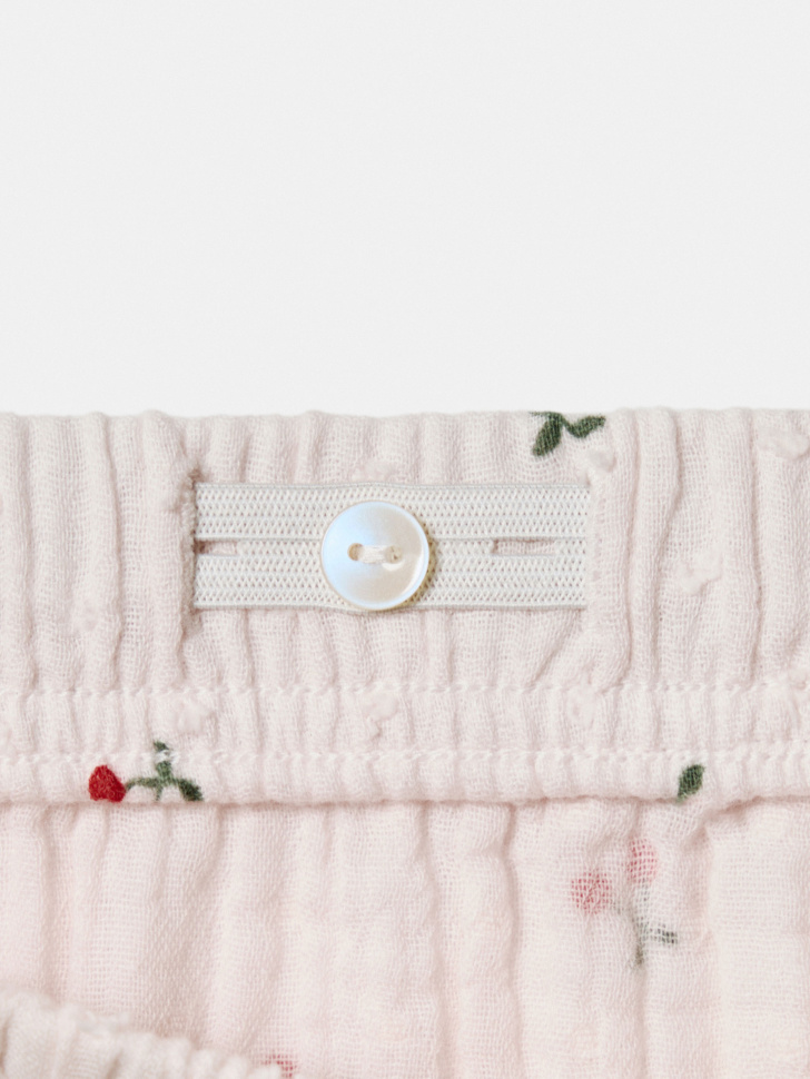 шорты из муслина с принтом для девочек из хлопка спереди