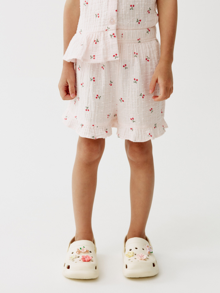 шорты из муслина с принтом для девочек от бренда sela вид слева