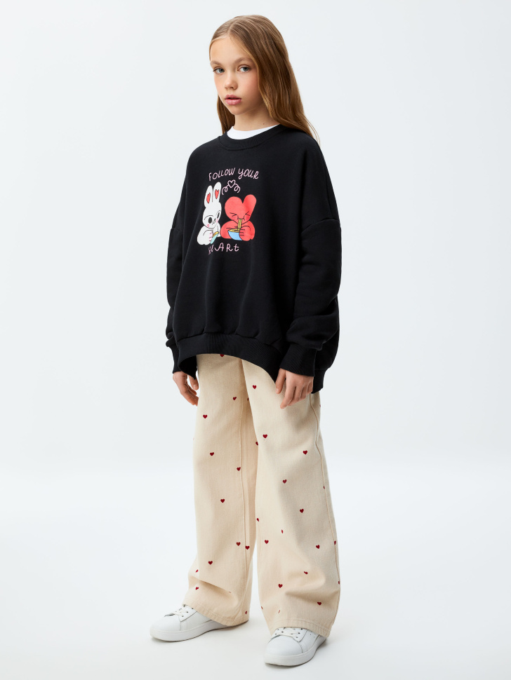 

Джинсы Baggy Fit с принтом для девочек